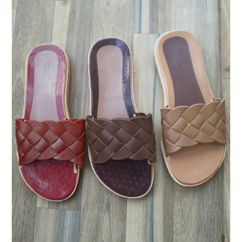 SANDAL SHANDY SANDAL KARET SLOP WANITA CEWEK SHANDY SANDAL SLOP KARET KERUT PITA UKURAN 37-40