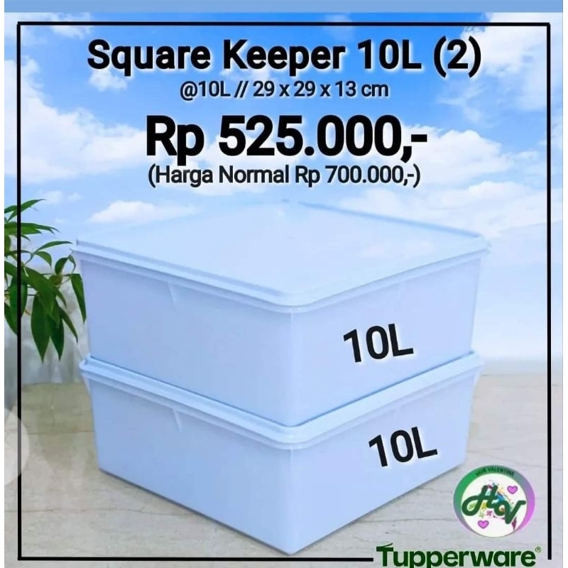 Tupperware Square Keeper 2pcs Kotak besar 10L
