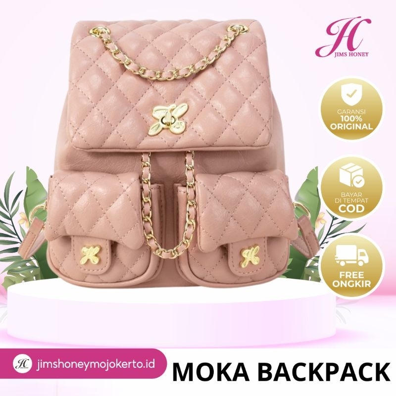 JIMS HONEY MOKA BACKPACK TAS RANSEL WANITA JALAN JALAN RANTAI ELEGAN MODIS CANTIK