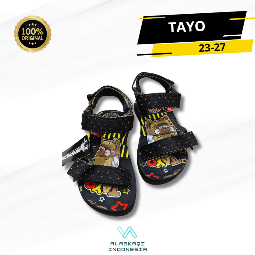 Sandal Gunung Slop Anak Laki Laki Cowok Motif Karakter Tayo Size 23-27 Karet sandal velcro