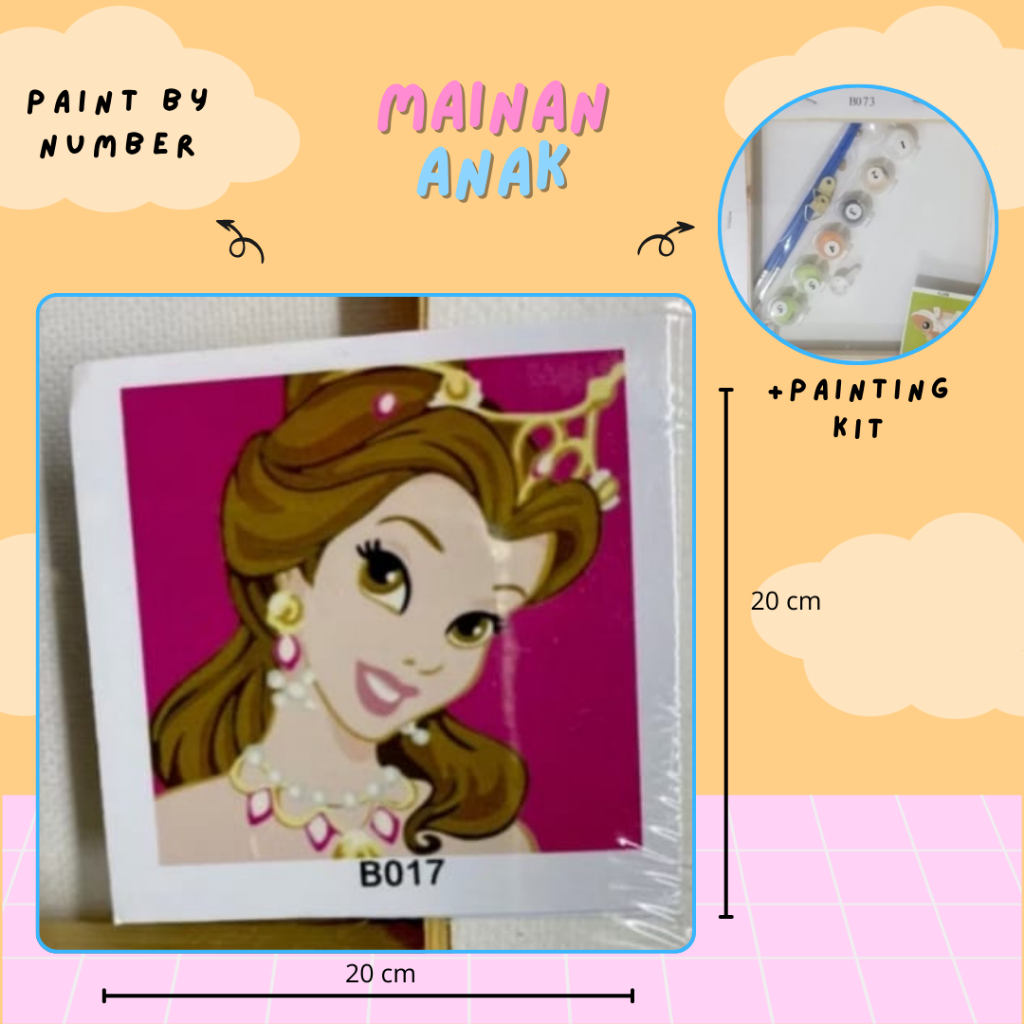 

Canvas Paint by Number / Prakarya Anak / DIY Paint by Number Kit / Princess