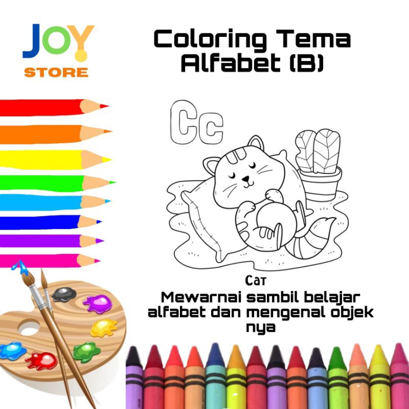 

Kertas Mewarnai Alfabet 1 SET LENGKAP untuk anak TK / SD Ukuran A4 dan A5 150 gsm - Coloring Paper Tema Alfabet (B) - Toko Joy Store