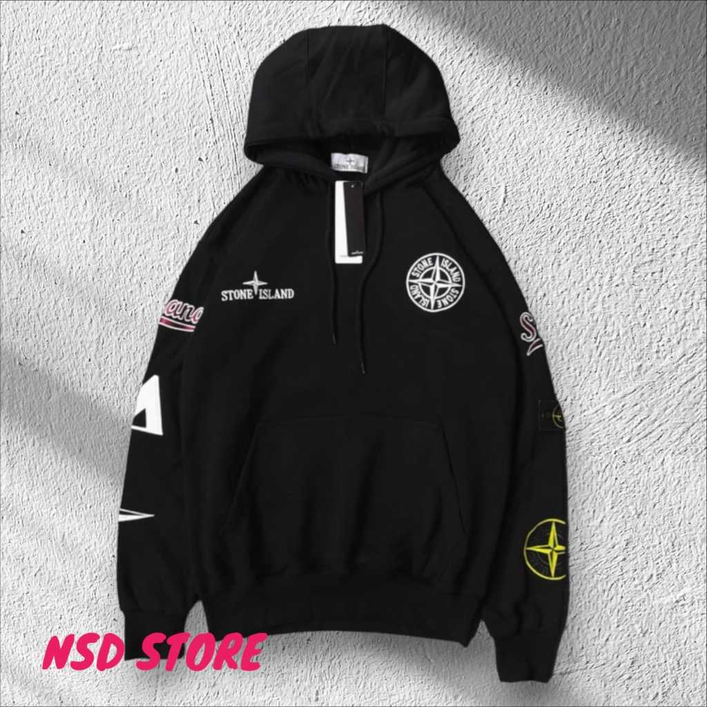 Hoodie jaket sweater stone island full bordir premium original