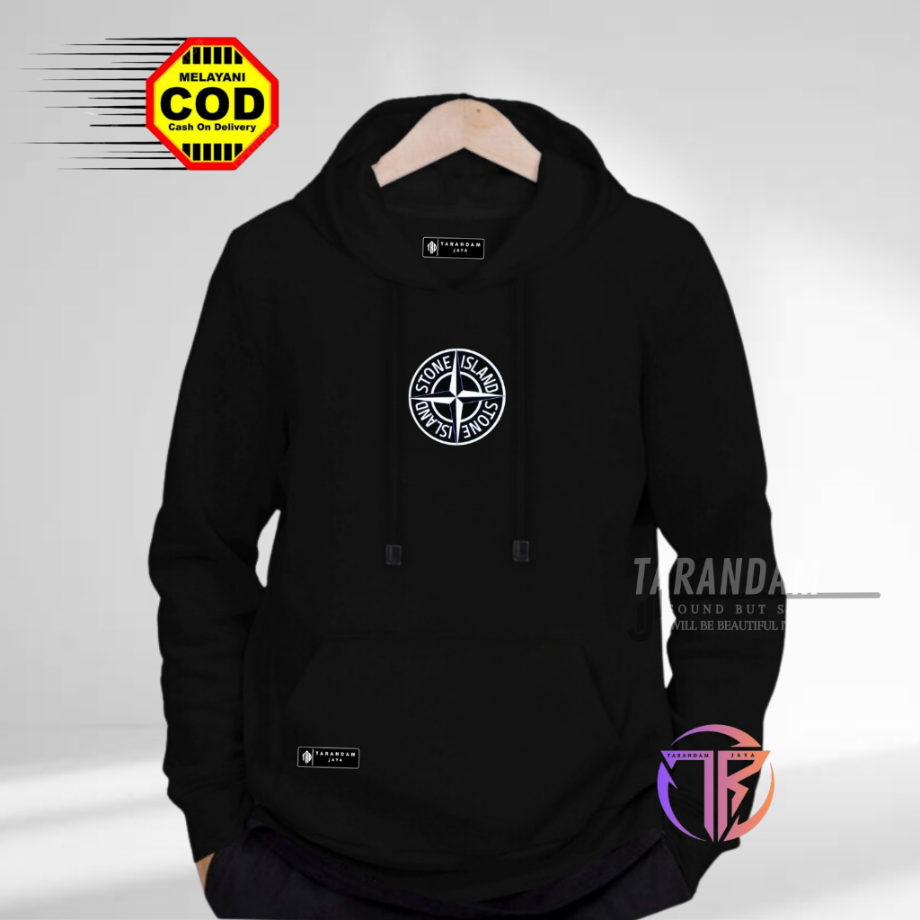 Hoodie Pria Stone Island Terbaru Tarandam Jaya Warna Hitam Bahan Katun Tebal Adem Dan Lembut Sweater