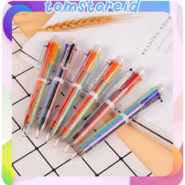 

PROMO TOMSTOREID Pena Ballpoint Multi Warna 6 In 1 Motif Transparan Polos S48