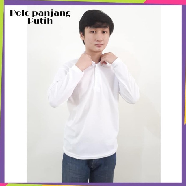 Hot  Polo Polos Lengan Panjang  Polo Putih  Kaos Kerah Lengan Panjang  L