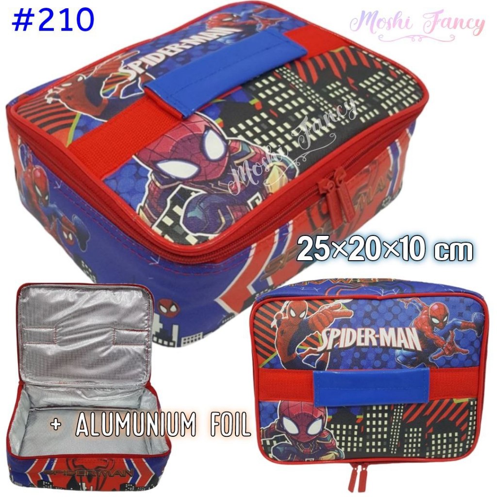 Lunch Bag Spiderman / Tempat Bekal Makanan / Tas Makan Kotak Hokben Alumunium Foil / Tas Makan Spide