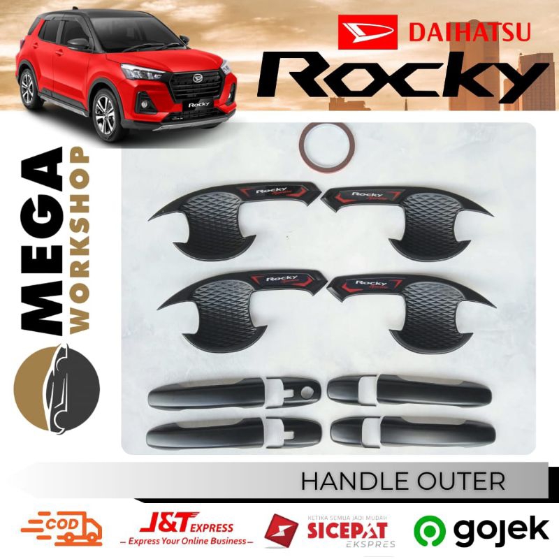 Paket Cover Handle Outer Pintu Daihatsu Rocky Hitam Doff Accessories Mobil