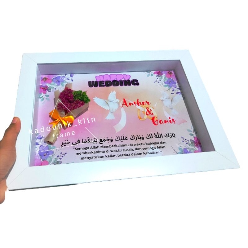 frame happy wedding, kado pernikahan, kado ultah