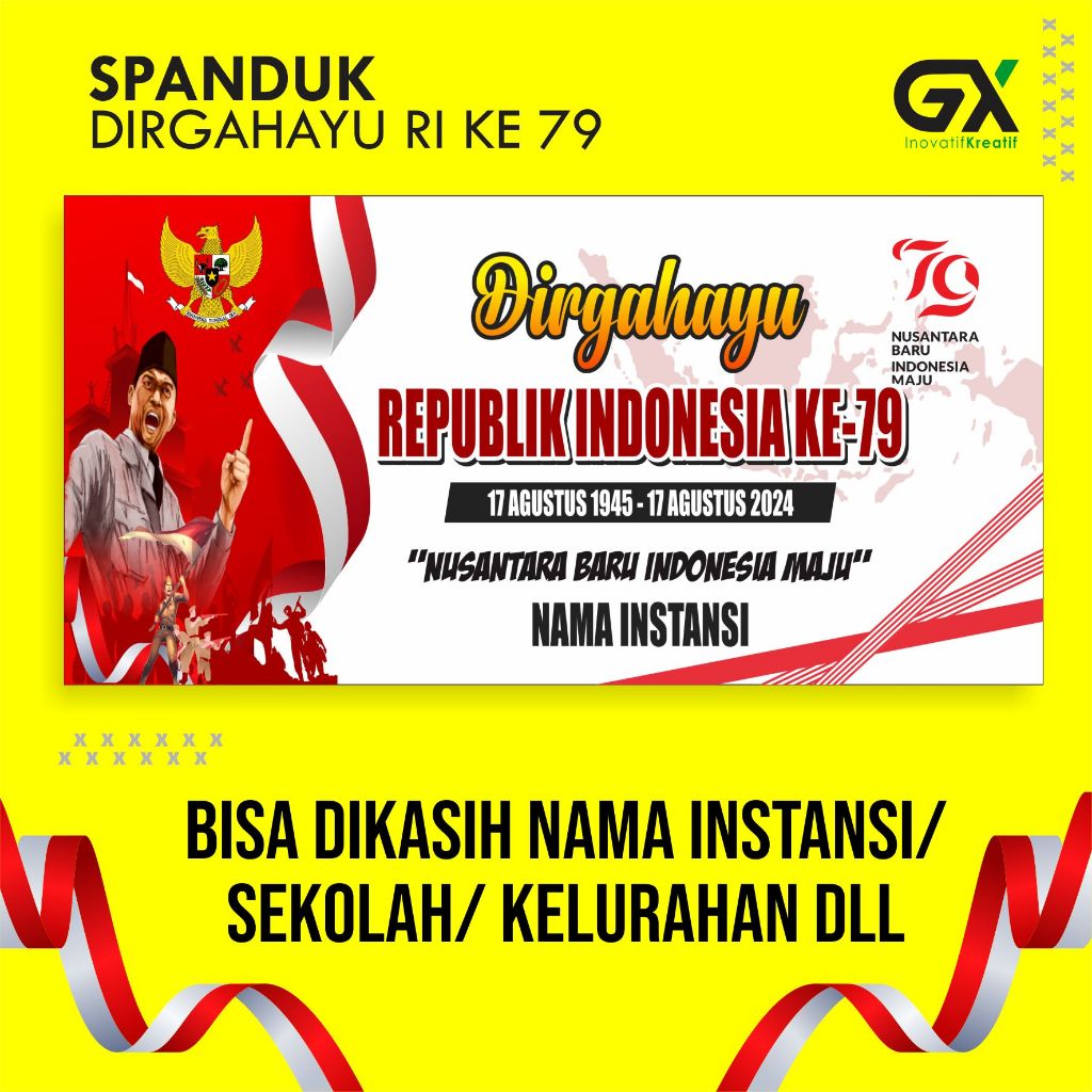 

Spanduk HUT RI ke 79 - Banner Dirgahayu RI - Papan Perlengkapan Sekolah/ instansi