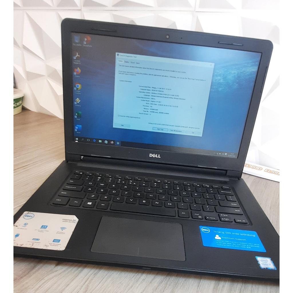 Laptop Dell Inspiron 14-3467 Core i3 Gen 6 6006  Ram 4gb  Hdd 1tb batrei baru