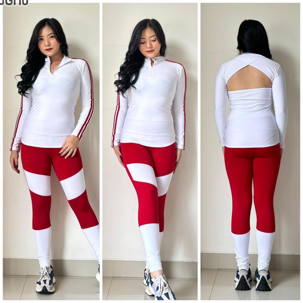 Set Baju Senam Merah Putih Model BAru All Size