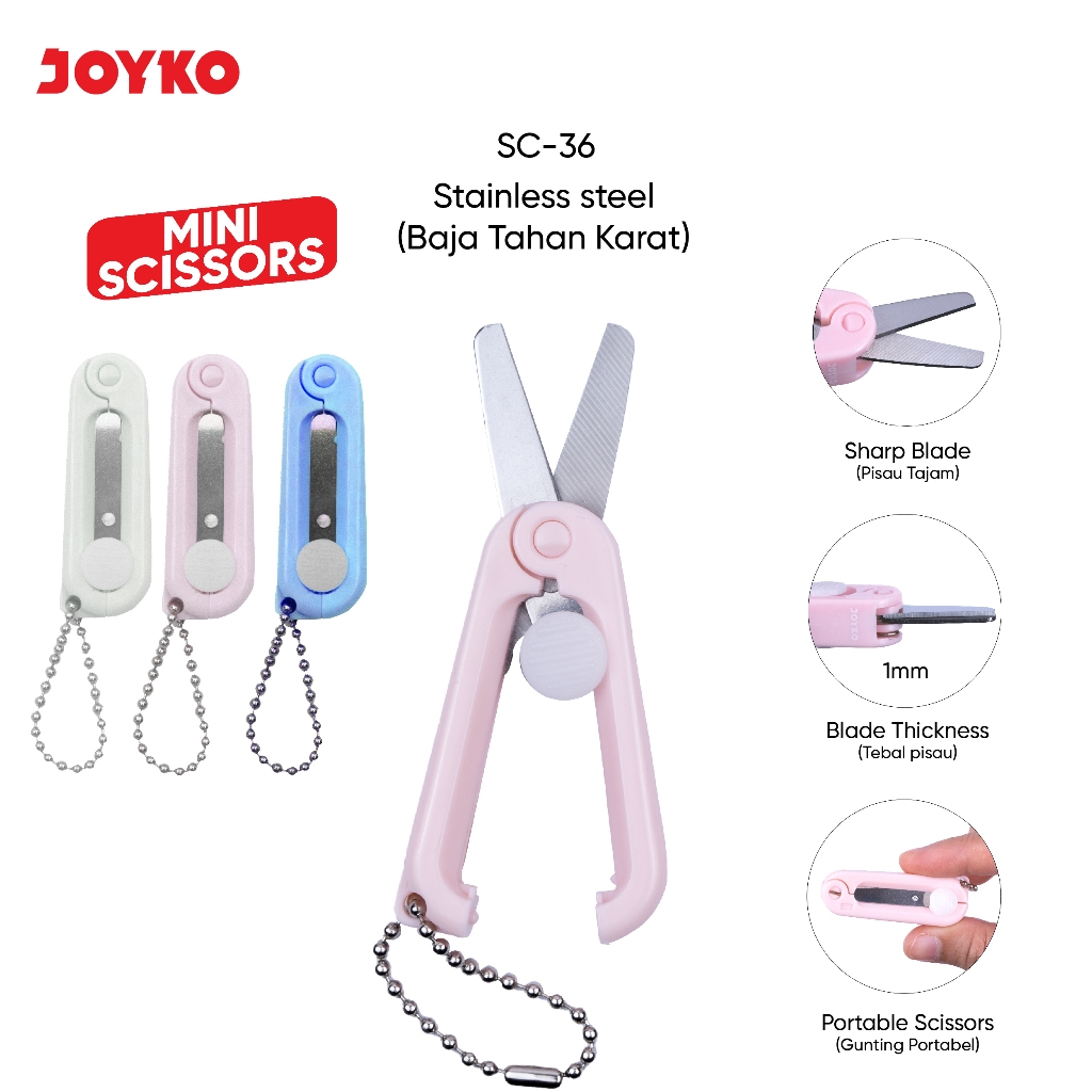 

Joyko PORTABLE SCISSOR MINI / Gunting Lipat Kantong PORTABEL Mini SC-36