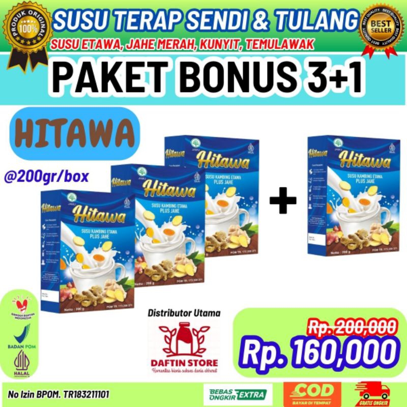 

PAKET BONUS HITAWA Susu Kambing Etawa Plus Herbal Jahe Kunyit Temulawak 200gr