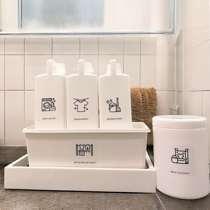 jerigen PUTIH 1LITER 1000ML LAUNDRY ROOM tempat detergent wadah refil label home essential AESTHETIC