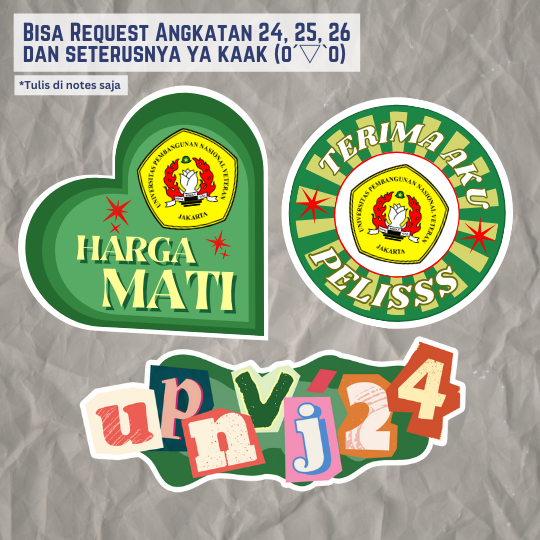 

STIKER CAMABA UPNVJ- UNIVERSITAS PEMBANGUNAN NASIONAL VETERAN JAKARTA KAMPUS STICKER LAPTOP IPAD BUKU CERMIN MOBIL MOTOR CASING KESING CASE HANDPHONE HP SETIKER PTN