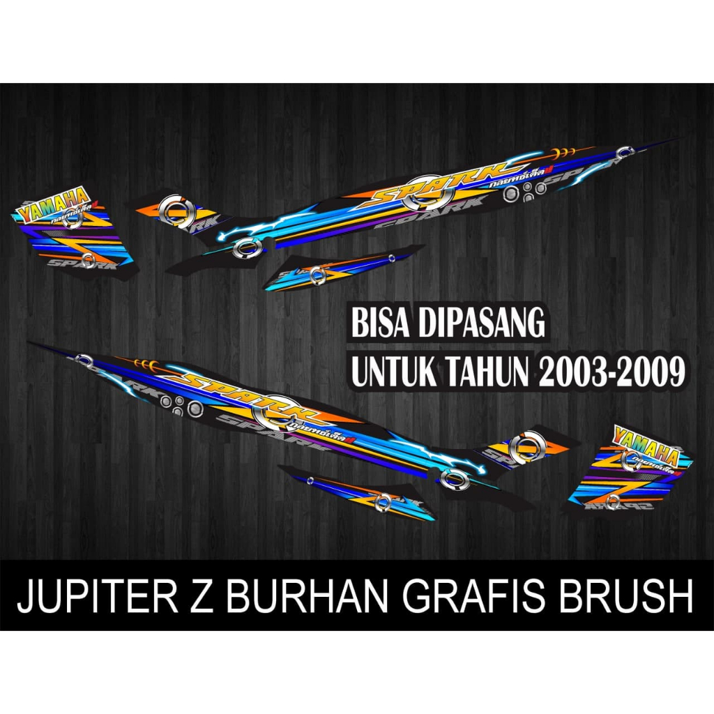 STIKER STRIPING VARIASI MOTOR YAMAHA JUPITER Z LAMA BURHAN TAHUN 2003-2009 GRAFIS MOTIF BRUSH