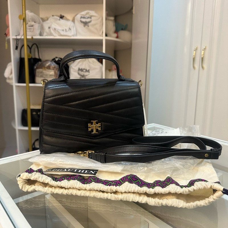 Tory Burch Authentic Kira Chevron Top Handle Black Sling Bag Branded Preloved