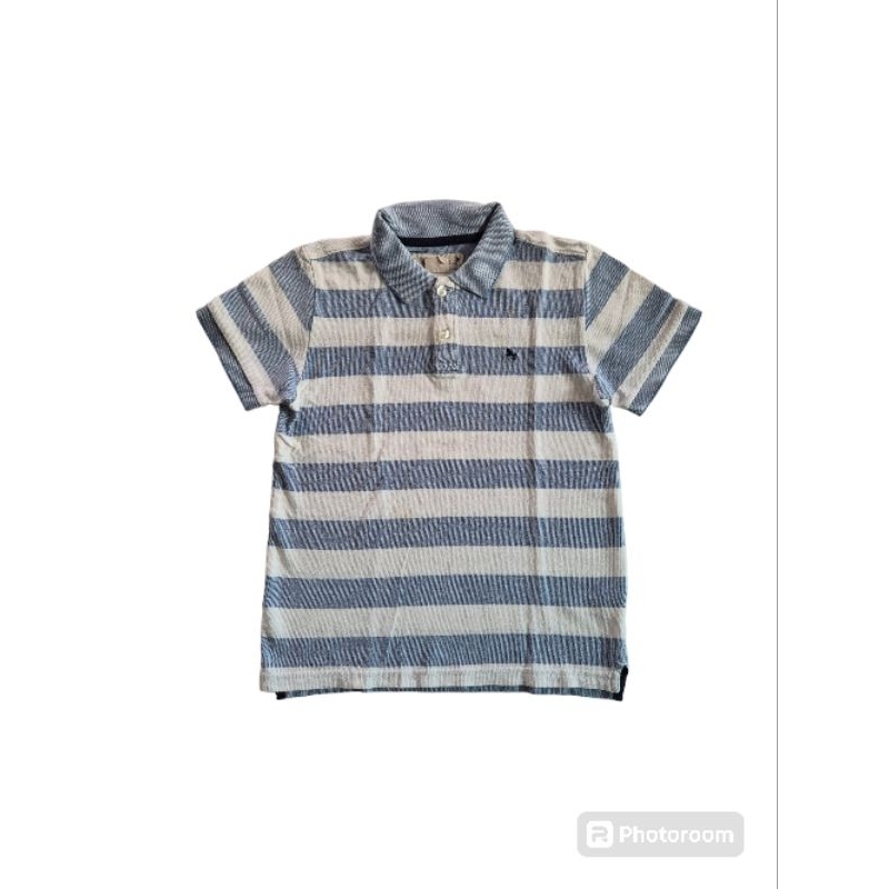 PRELOVED Kaos Berkerah Anak Biru Putih Garis H&M sz 8 - 10Y