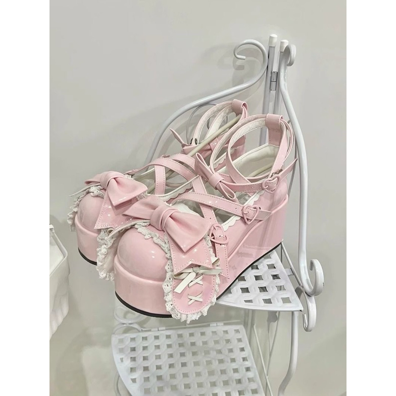 Lolita shoes sweet and cute Lolita bow shoes leather shoes sweet Japanese doll-like platform soles