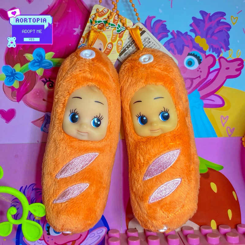 KEWPIE SAUSAGE KEYCHAIN KEWPIE GANCI ORANGE SAUSAGE KEWPIE SOSIS WITH HARDTAG VINTAGE GOTOCHI TRINKE