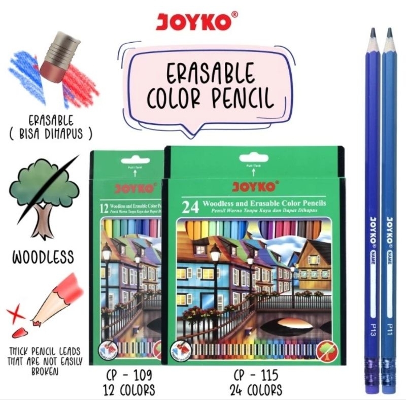 

Pensil Warna Joyko Bisa Dihapus 12 / 24 Warna Panjang