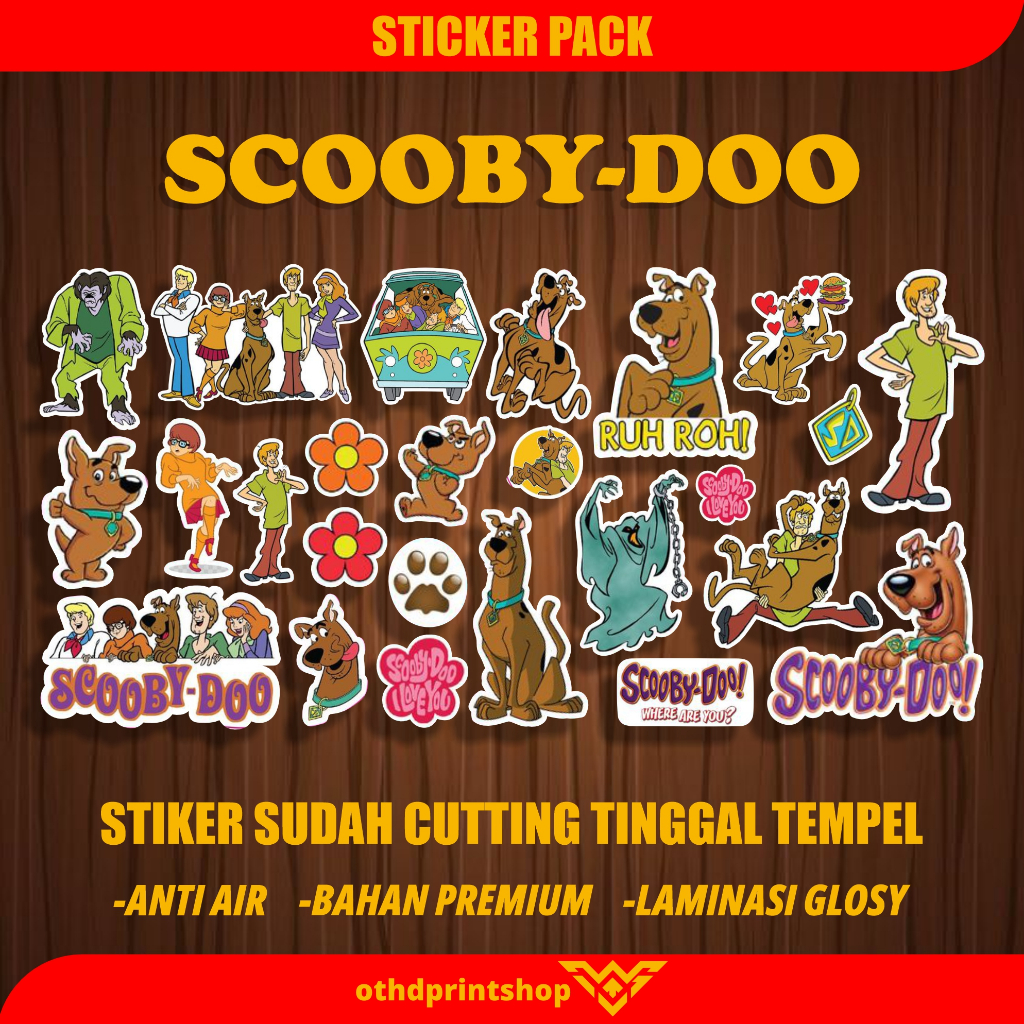 

Stiker Pack Scooby-Doo Sticker Motor Helm Mobil Kulkas Thumbler Lemari Stiker Sudah Cutting Glosy