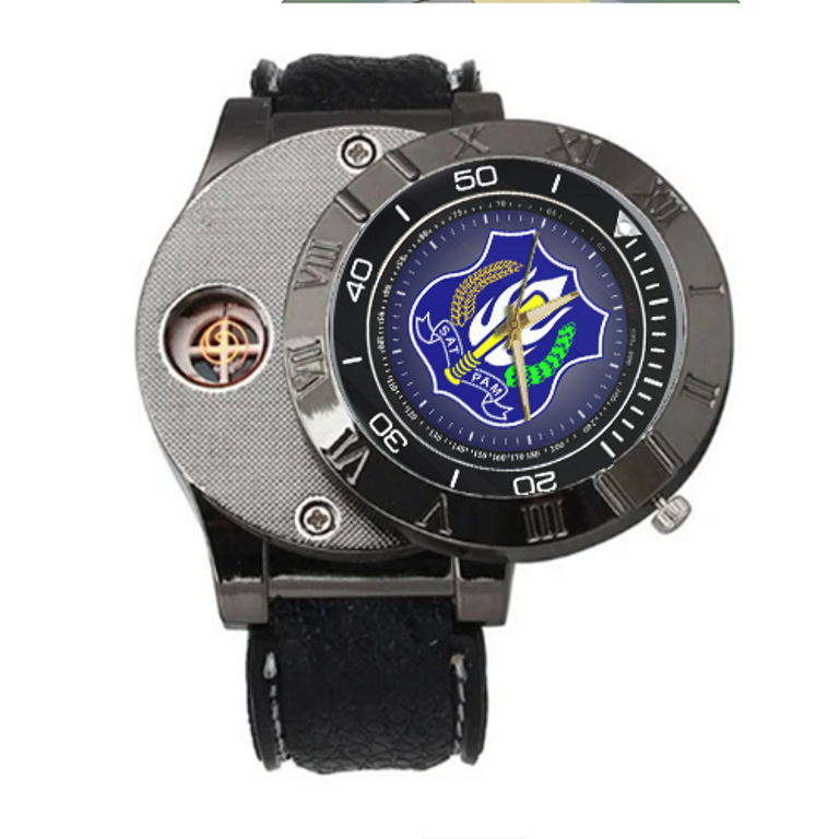 Jam Tangan Korek Api Elektrik LOGO SATPAM Pria Unik Dewasa Usb Charger