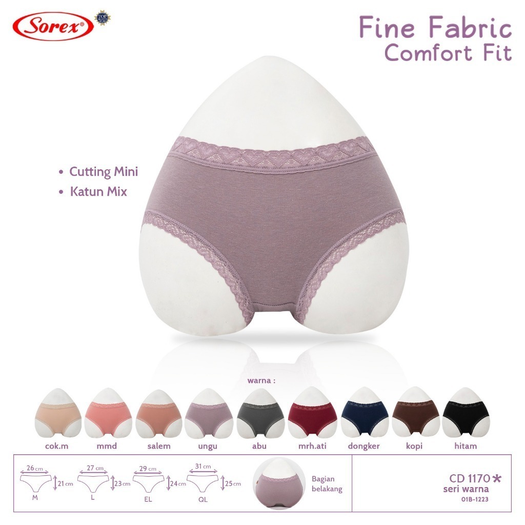 Sorex Celana Dalam Wanita Katun Cutting Mini Lace Love | CD Sorex 1170 Karet Renda Cantik Comfort Fi