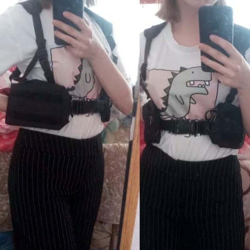 Tas Dobel kiri kanan Tas selempang bahu pinggang pria dan wanita tas dompet Hp dan peralatan kecil l