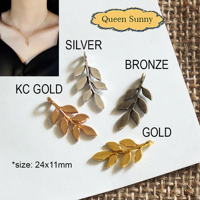 1pc Charm Liontin Daun Solid Tebal Bandul Kalung Anting-Anting Pendant Perhiasan Manik Jewelry Akses