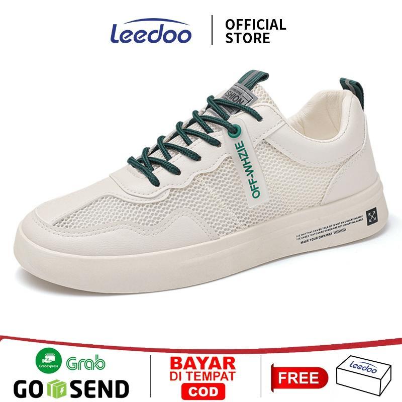 Leedoo Sepatu Pria Casual Sneakers Putih Kekinian Sepatu Lari Outdoor Sneakers Kuliah Kerja MC703