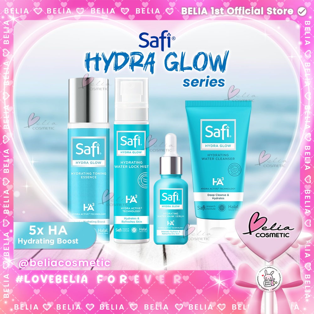 ❤ BELIA ❤ SAFI Hydra Glow Series Hydrating Water Cleanser | Bank Serum | Lock Mist | Toning Essence 