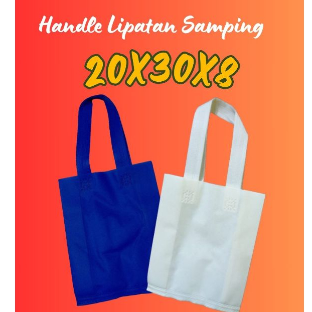 

1 LUSIN - Goodie Bag Handle Lipatan Samping UK 20X30X8 Ketebalan Bahan 65GSM - HARGA PERLUSIN (ISI 12PCS)