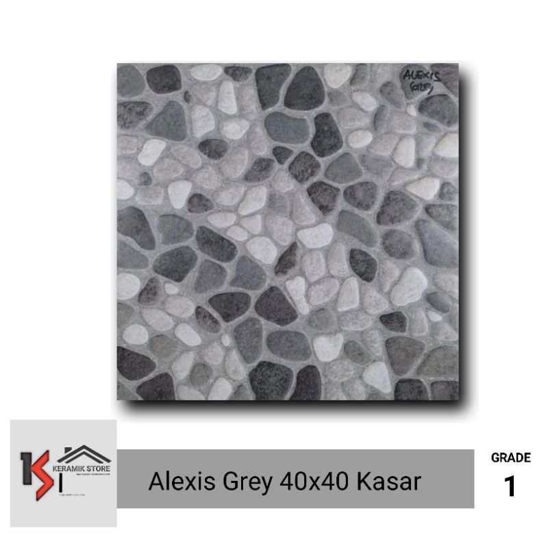 keramik 40x40 lantai kasar motif batu alexis grey platinum