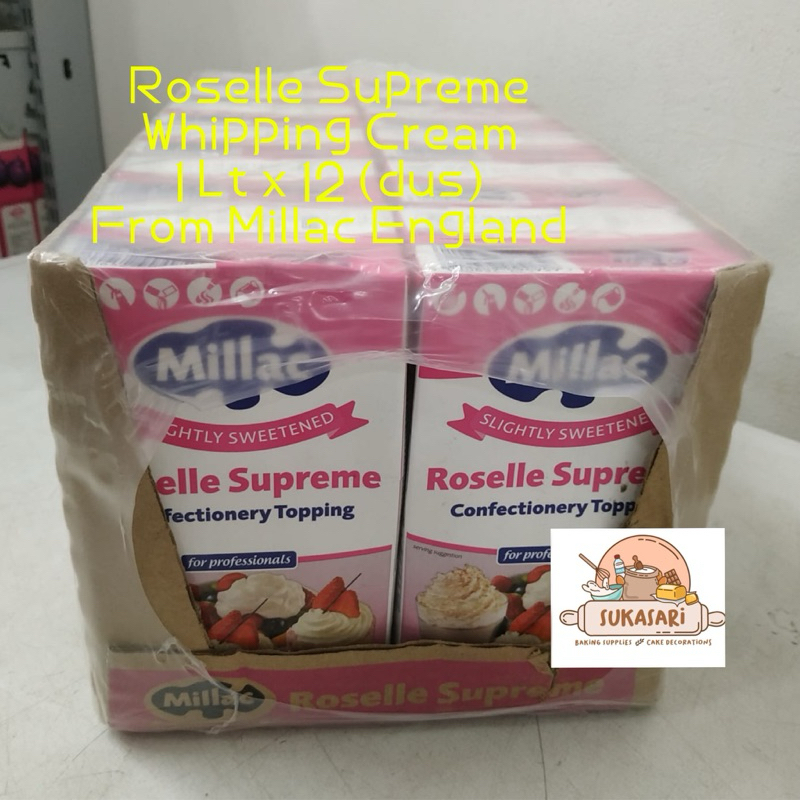 

Roselle Supreme whipping cream Millac Roselle Whip non dairy cream 1 liter x 12 Dus