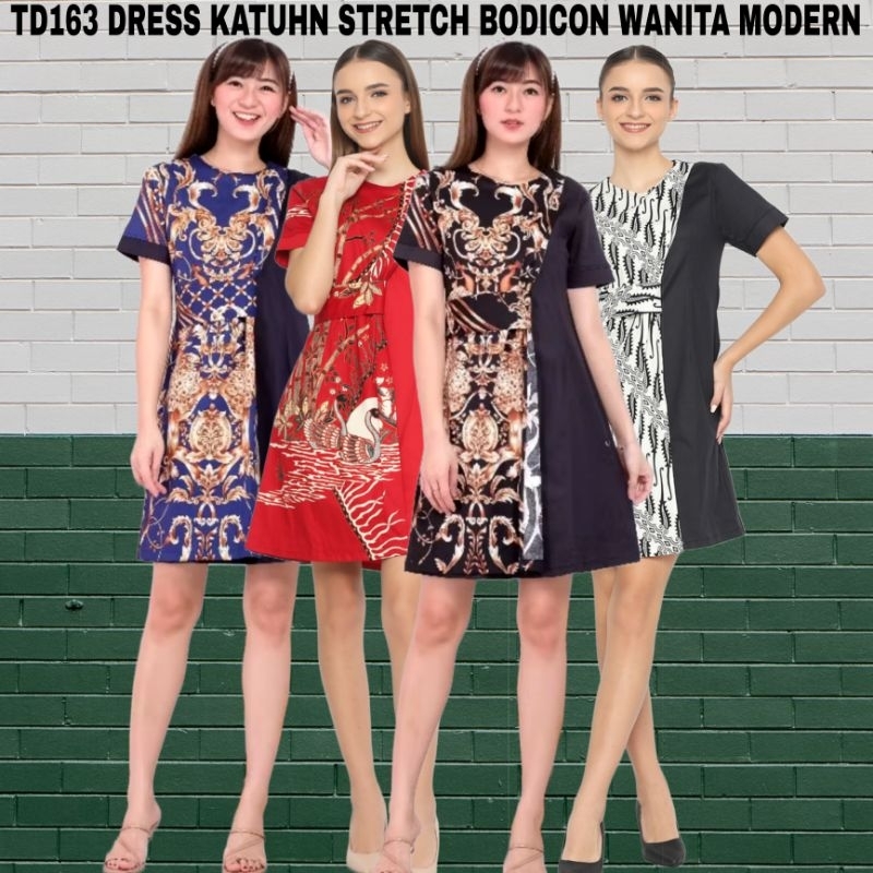 TD163 DRESS BATIK MODERN/BATIK CHEONGSAM /PARTY DRESS IMLEK TRENDY BATIK SERAGAM KANTOR #MINI DRESS 