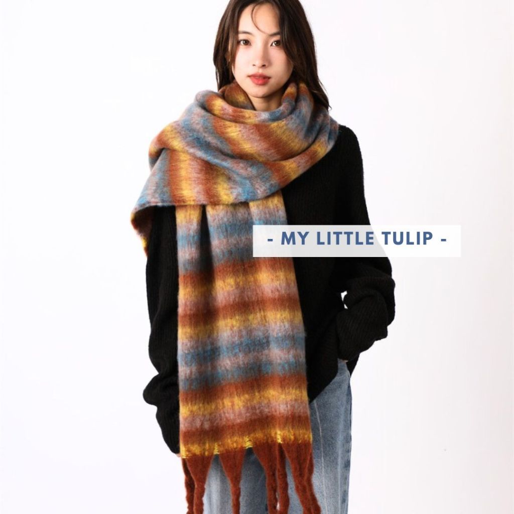 Scarf Panjang Tebal Wanita Pria Hangat / Syal Leher Wool Musim Dingin