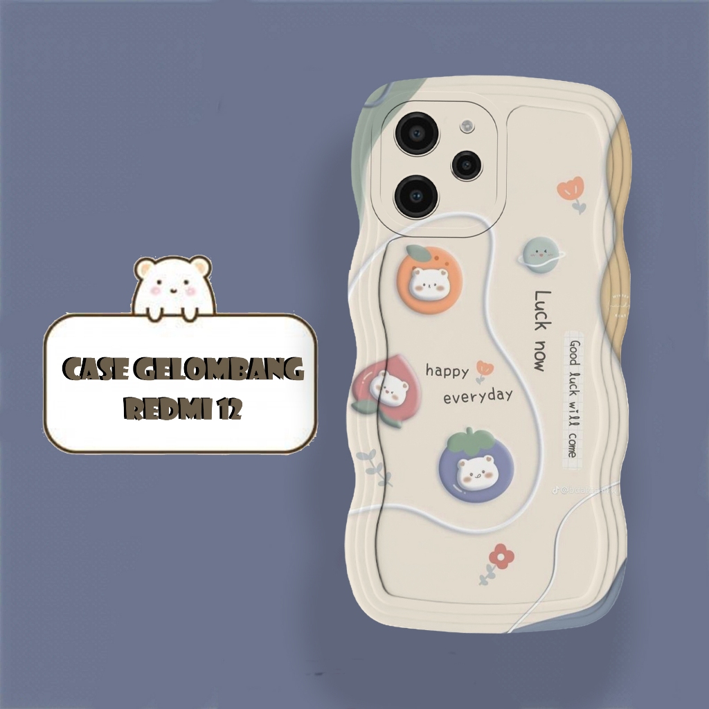 Softacase Gelombang Untuk Xiaomi Redmi 12 Motif Kartun Softcase Protac camera Silikon Hardcase Case 