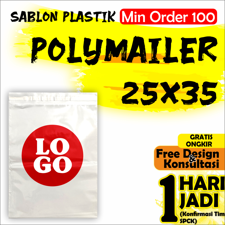 

SABLON Plastik POLYMAILER 25X35 Perekat Lem Packing Olshop ukuran 25cm 35cm min order 100 pcs