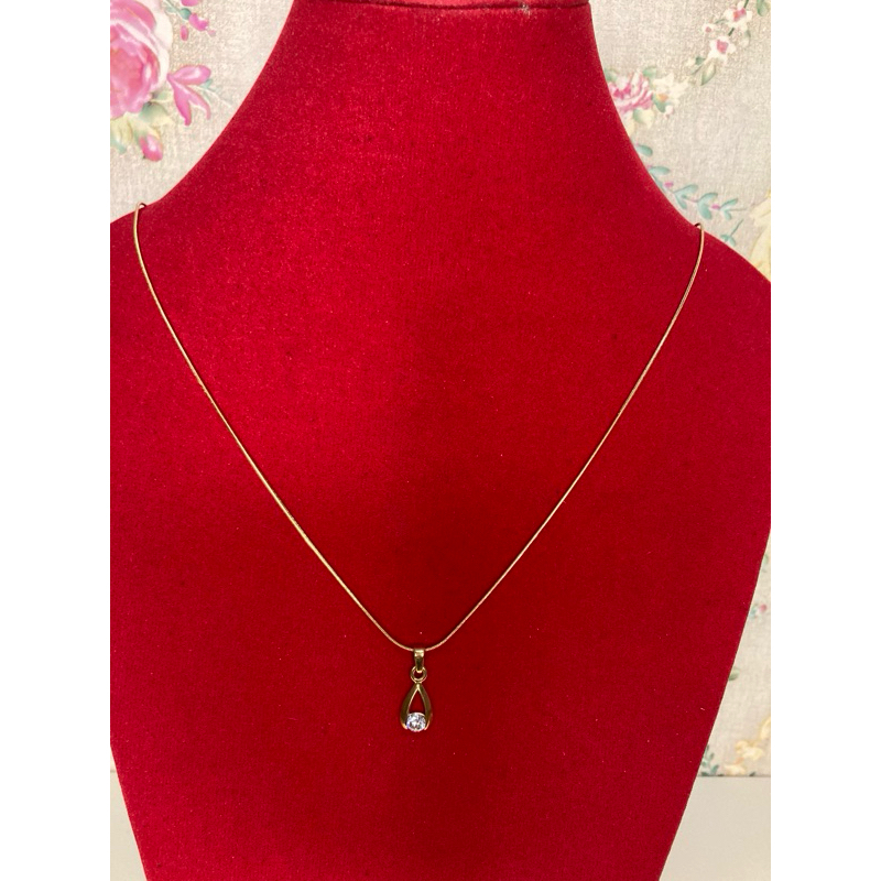 KT16 - Kalung titanium Motif Daun Permata Kalung cewek kekinian