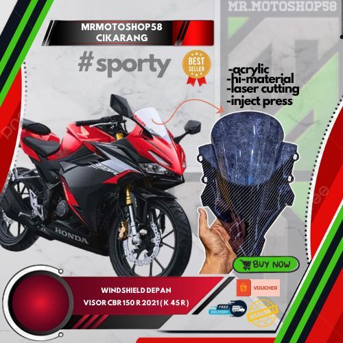 VISOR CBR K45R RACEPRO WHINDSHIELD CBR K45R RACEPRO VISOR CBR 150 2021 WHINSIELD CBR 150R 2021