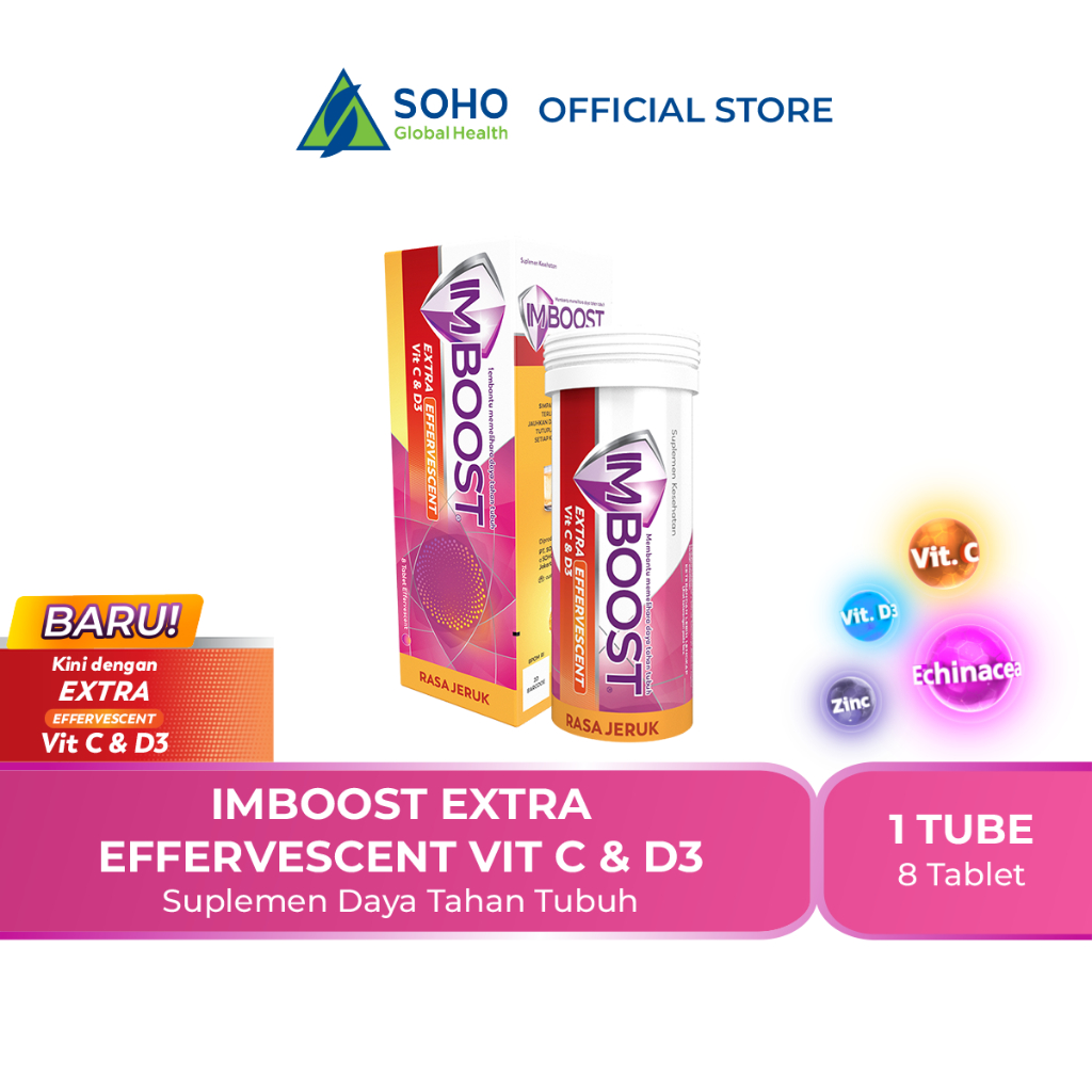 Imboost Effervescent Vitamin C Suplemen Daya Tahan Tubuh Rasa Jeruk @8 Tablet