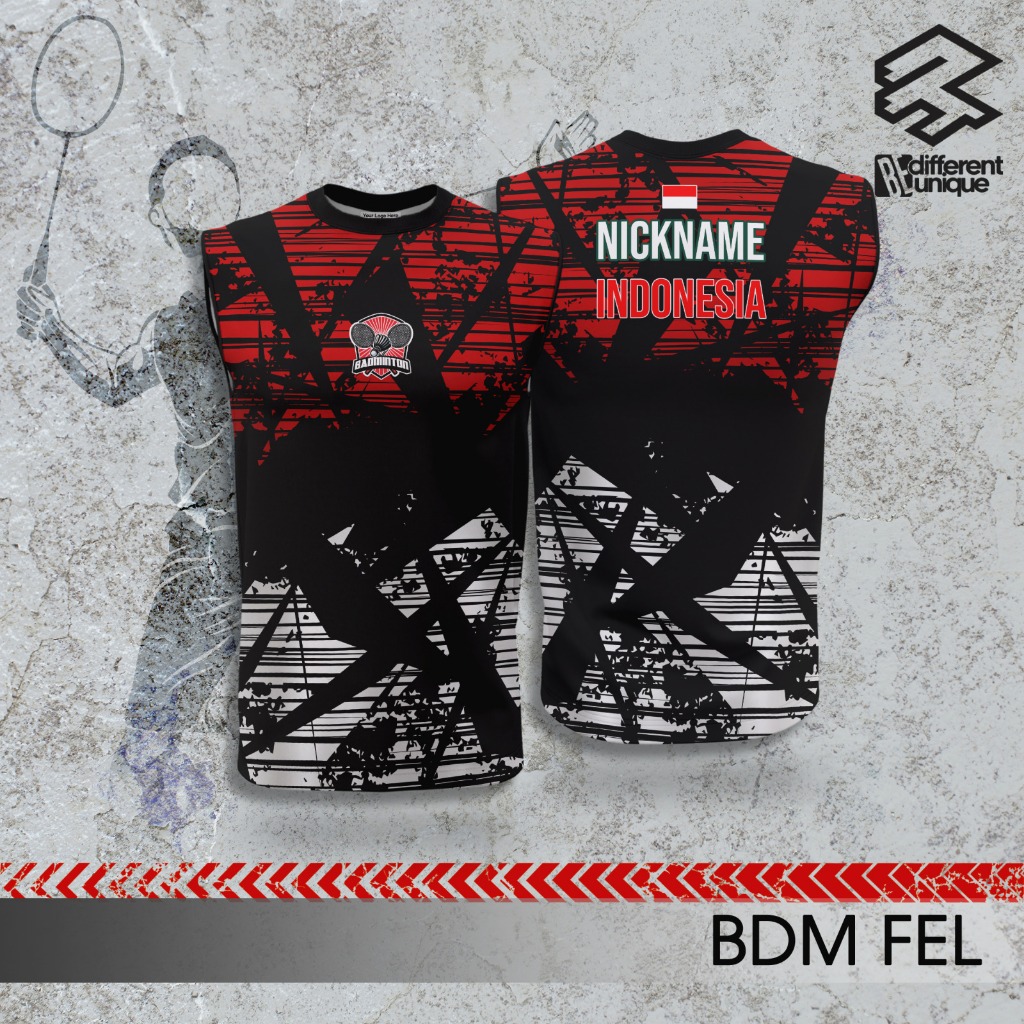 Jersey Singlet Badminton Bulu tangkis Printing Premium Custom Nama 3R Original Badminton FEL