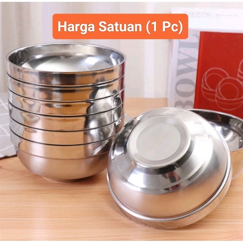 Mangkok Stainless Steel / Mangkok Kuah Stenless / Mangkok Tahan Panas Besar