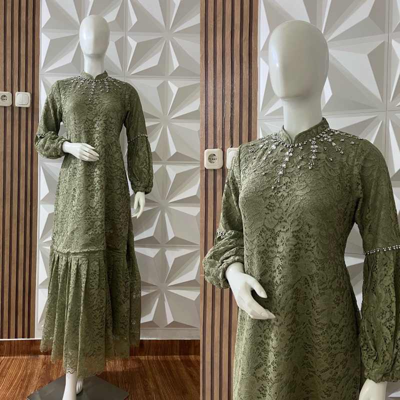 Permata Olshop / Gamis Brukat Katun Aliyah / Kebaya Gamis Pesta / Gamis Kondangan / Gamis Brukat Pay