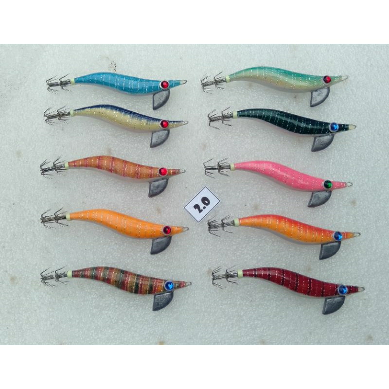 Squidjig Size 2.0 Egi  Handmade Lbk / Udang-udang/ Umpan cumi  (Bisa request warna) egi bali