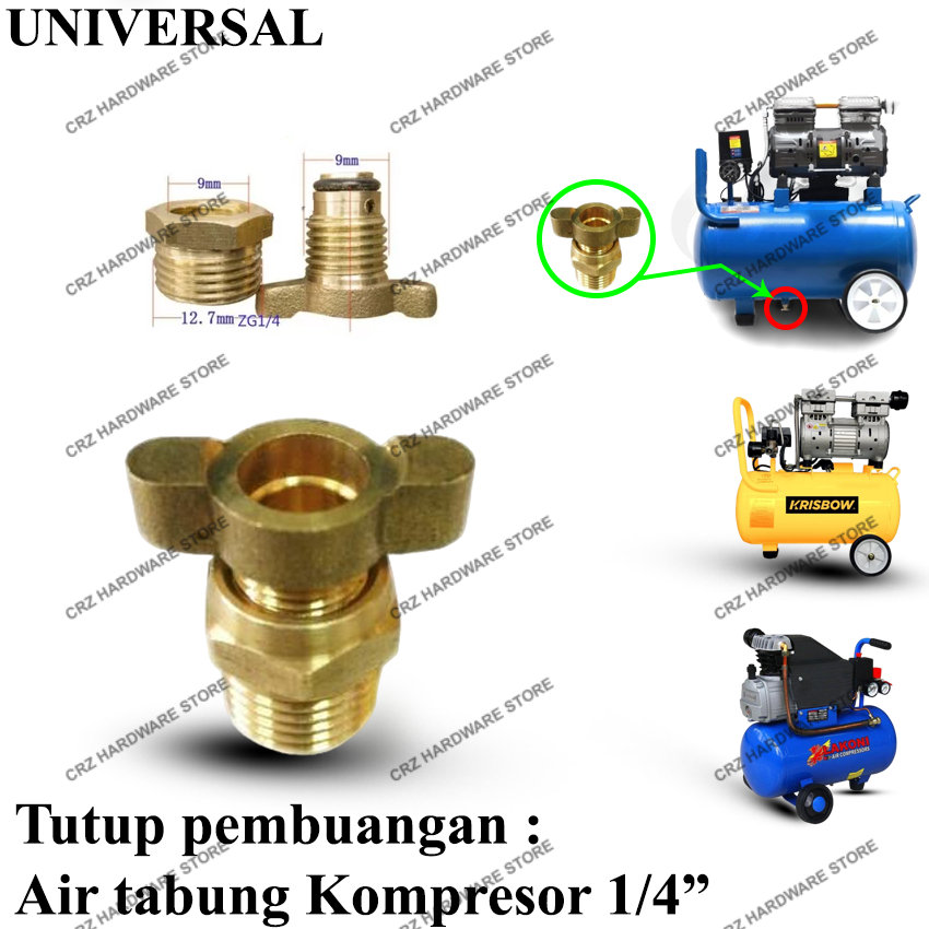 Baut Pembuangan Air Tabung Kompresor Nepel Tutup Tabung Bawah Buangan Air Kompresor Angin Drain Clea