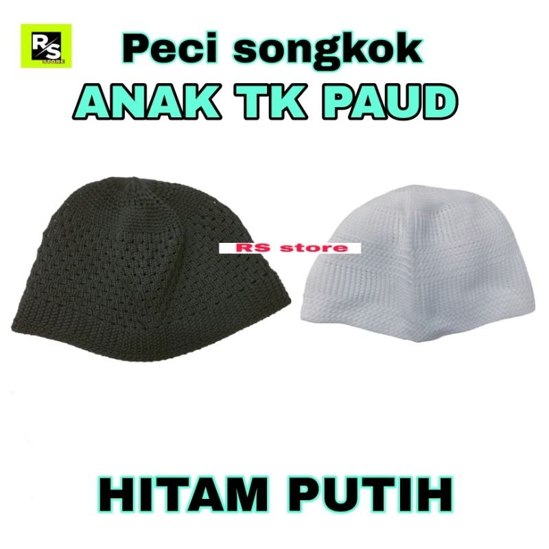 Peci Anak TK PAUD Warna Hitam Putih Peci Songkok kopiah