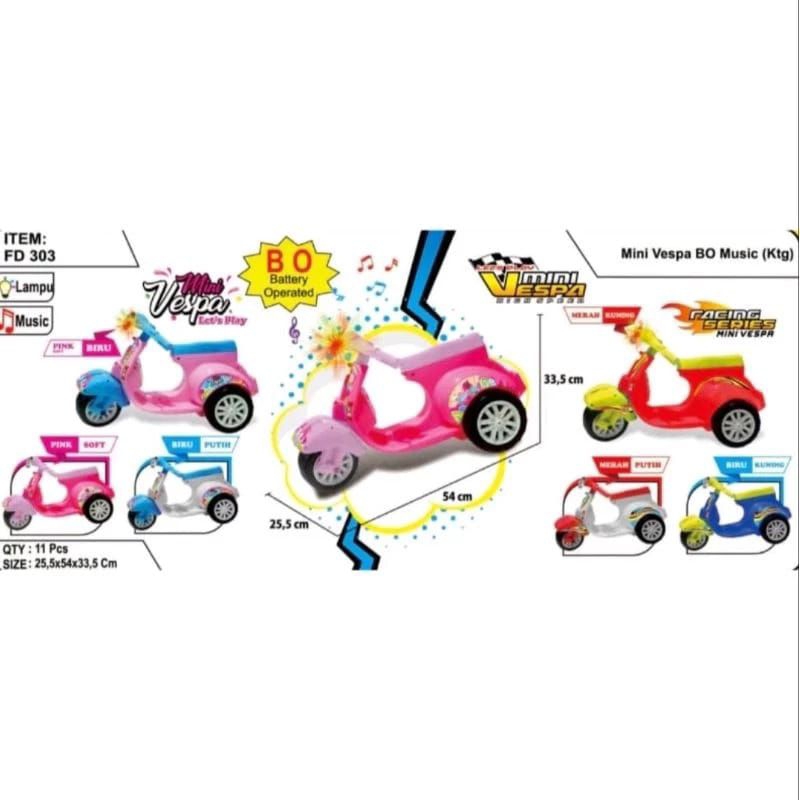 Mainan Anak Motor Vespa Mini Ada Musik dan Lampu / Mainan Motor Vespa Helm LED Musik